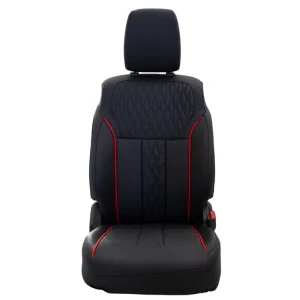 Asiento Cuero Modelo Negro Lineas Rojas FG-216533